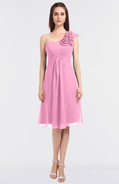 ColsBM Zoie Pink Sexy A-line Asymmetric Neckline Sleeveless Knee Length Bridesmaid Dresses