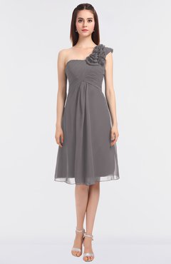 ColsBM Zoie Ridge Grey Sexy A-line Asymmetric Neckline Sleeveless Knee Length Bridesmaid Dresses