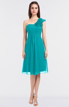 ColsBM Zoie Teal Sexy A-line Asymmetric Neckline Sleeveless Knee Length Bridesmaid Dresses