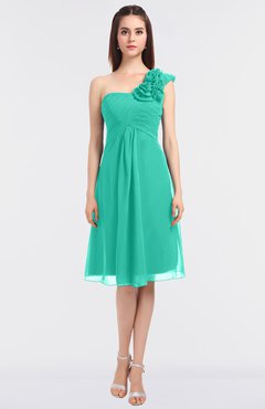 ColsBM Zoie Viridian Green Sexy A-line Asymmetric Neckline Sleeveless Knee Length Bridesmaid Dresses