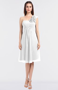 ColsBM Zoie White Sexy A-line Asymmetric Neckline Sleeveless Knee Length Bridesmaid Dresses
