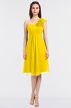 ColsBM Zoie Yellow Sexy A-line Asymmetric Neckline Sleeveless Knee Length Bridesmaid Dresses
