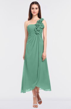 ColsBM Chelsea Beryl Green Sexy A-line Asymmetric Neckline Half Backless Flower Bridesmaid Dresses