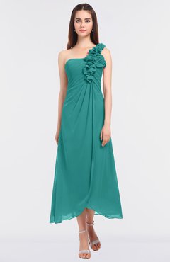 ColsBM Chelsea Emerald Green Sexy A-line Asymmetric Neckline Half Backless Flower Bridesmaid Dresses