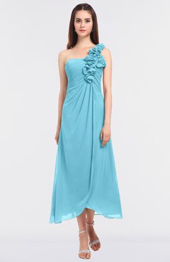 ColsBM Chelsea Light Blue Sexy A-line Asymmetric Neckline Half Backless Flower Bridesmaid Dresses
