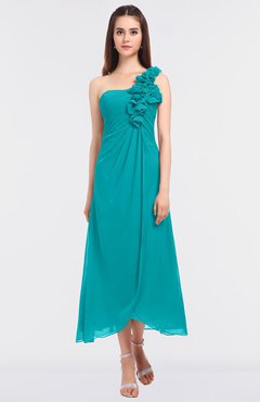 ColsBM Chelsea Peacock Blue Sexy A-line Asymmetric Neckline Half Backless Flower Bridesmaid Dresses