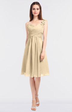 ColsBM Kiley Apricot Gelato Glamorous A-line Asymmetric Neckline Sleeveless Zip up Knee Length Bridesmaid Dresses