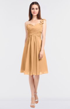 ColsBM Kiley Apricot Glamorous A-line Asymmetric Neckline Sleeveless Zip up Knee Length Bridesmaid Dresses
