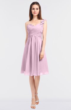 ColsBM Kiley Baby Pink Glamorous A-line Asymmetric Neckline Sleeveless Zip up Knee Length Bridesmaid Dresses