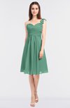 ColsBM Kiley Beryl Green Glamorous A-line Asymmetric Neckline Sleeveless Zip up Knee Length Bridesmaid Dresses