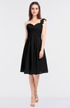 ColsBM Kiley Black Glamorous A-line Asymmetric Neckline Sleeveless Zip up Knee Length Bridesmaid Dresses