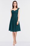 ColsBM Kiley Blue Green Glamorous A-line Asymmetric Neckline Sleeveless Zip up Knee Length Bridesmaid Dresses