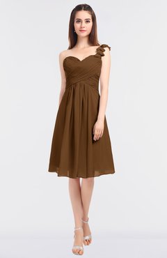 ColsBM Kiley Brown Glamorous A-line Asymmetric Neckline Sleeveless Zip up Knee Length Bridesmaid Dresses
