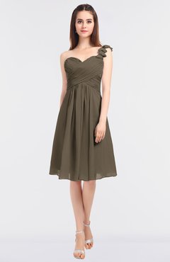 ColsBM Kiley Carafe Brown Glamorous A-line Asymmetric Neckline Sleeveless Zip up Knee Length Bridesmaid Dresses