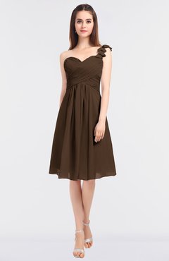 ColsBM Kiley Chocolate Brown Glamorous A-line Asymmetric Neckline Sleeveless Zip up Knee Length Bridesmaid Dresses