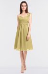 ColsBM Kiley Gold Glamorous A-line Asymmetric Neckline Sleeveless Zip up Knee Length Bridesmaid Dresses