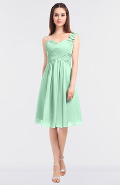 ColsBM Kiley Honeydew Glamorous A-line Asymmetric Neckline Sleeveless Zip up Knee Length Bridesmaid Dresses