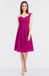 ColsBM Kiley Hot Pink Glamorous A-line Asymmetric Neckline Sleeveless Zip up Knee Length Bridesmaid Dresses