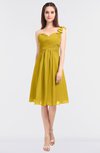 ColsBM Kiley Lemon Curry Glamorous A-line Asymmetric Neckline Sleeveless Zip up Knee Length Bridesmaid Dresses