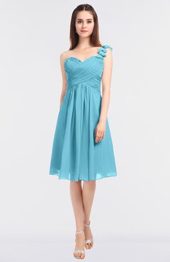 ColsBM Kiley Light Blue Glamorous A-line Asymmetric Neckline Sleeveless Zip up Knee Length Bridesmaid Dresses