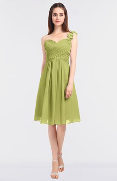 ColsBM Kiley Linden Green Glamorous A-line Asymmetric Neckline Sleeveless Zip up Knee Length Bridesmaid Dresses