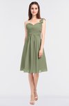 ColsBM Kiley Moss Green Glamorous A-line Asymmetric Neckline Sleeveless Zip up Knee Length Bridesmaid Dresses