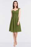 ColsBM Kiley Olive Green Glamorous A-line Asymmetric Neckline Sleeveless Zip up Knee Length Bridesmaid Dresses