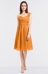 ColsBM Kiley Orange Glamorous A-line Asymmetric Neckline Sleeveless Zip up Knee Length Bridesmaid Dresses