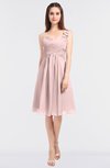 ColsBM Kiley Pastel Pink Glamorous A-line Asymmetric Neckline Sleeveless Zip up Knee Length Bridesmaid Dresses