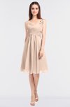 ColsBM Kiley Peach Puree Glamorous A-line Asymmetric Neckline Sleeveless Zip up Knee Length Bridesmaid Dresses