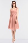 ColsBM Kiley Peach Glamorous A-line Asymmetric Neckline Sleeveless Zip up Knee Length Bridesmaid Dresses