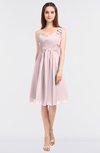 ColsBM Kiley Petal Pink Glamorous A-line Asymmetric Neckline Sleeveless Zip up Knee Length Bridesmaid Dresses