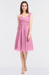 ColsBM Kiley Pink Glamorous A-line Asymmetric Neckline Sleeveless Zip up Knee Length Bridesmaid Dresses
