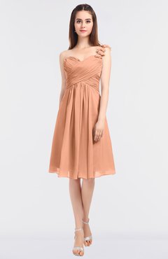 ColsBM Kiley Salmon Glamorous A-line Asymmetric Neckline Sleeveless Zip up Knee Length Bridesmaid Dresses