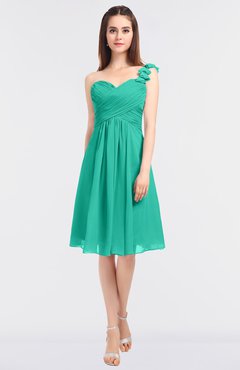ColsBM Kiley Viridian Green Glamorous A-line Asymmetric Neckline Sleeveless Zip up Knee Length Bridesmaid Dresses