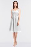 ColsBM Kiley White Glamorous A-line Asymmetric Neckline Sleeveless Zip up Knee Length Bridesmaid Dresses
