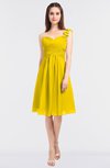 ColsBM Kiley Yellow Glamorous A-line Asymmetric Neckline Sleeveless Zip up Knee Length Bridesmaid Dresses