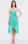 ColsBM Sharon Blue Turquoise Elegant A-line Strapless Sleeveless Zip up Knee Length Bridesmaid Dresses