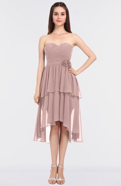 ColsBM Sharon Blush Pink Elegant A-line Strapless Sleeveless Zip up Knee Length Bridesmaid Dresses