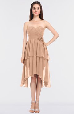 ColsBM Sharon Burnt Orange Elegant A-line Strapless Sleeveless Zip up Knee Length Bridesmaid Dresses