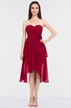 ColsBM Sharon Dark Red Elegant A-line Strapless Sleeveless Zip up Knee Length Bridesmaid Dresses