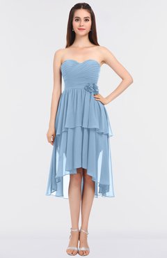 ColsBM Sharon Dusty Blue Elegant A-line Strapless Sleeveless Zip up Knee Length Bridesmaid Dresses
