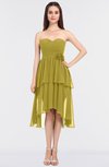 ColsBM Sharon Golden Olive Elegant A-line Strapless Sleeveless Zip up Knee Length Bridesmaid Dresses