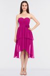 ColsBM Sharon Hot Pink Elegant A-line Strapless Sleeveless Zip up Knee Length Bridesmaid Dresses