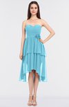 ColsBM Sharon Light Blue Elegant A-line Strapless Sleeveless Zip up Knee Length Bridesmaid Dresses
