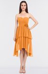 ColsBM Sharon Orange Elegant A-line Strapless Sleeveless Zip up Knee Length Bridesmaid Dresses