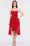 ColsBM Sharon Red Elegant A-line Strapless Sleeveless Zip up Knee Length Bridesmaid Dresses
