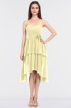 ColsBM Sharon Soft Yellow Elegant A-line Strapless Sleeveless Zip up Knee Length Bridesmaid Dresses