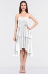 ColsBM Sharon White Elegant A-line Strapless Sleeveless Zip up Knee Length Bridesmaid Dresses