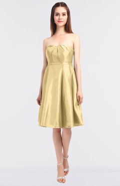 ColsBM Zaria Light Yellow Mature Strapless Zip up Knee Length Bow Bridesmaid Dresses